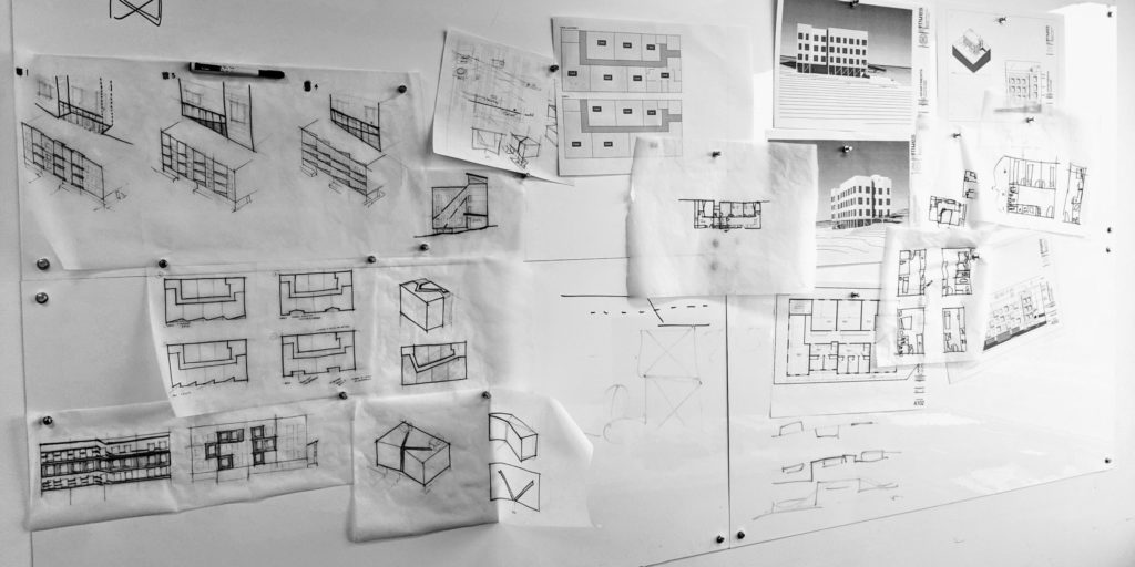 image of hand sketch architect design process